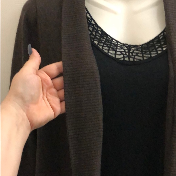 Dark Brown Long Sleeve Cardigan. - Picture 3 of 5